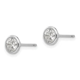 14K White Gold Bezel Set CZ Stud Earrings with Polished Finish